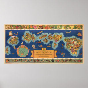 "USA: 1937 Hawaii - DOLE Pineapple Map ... Poster