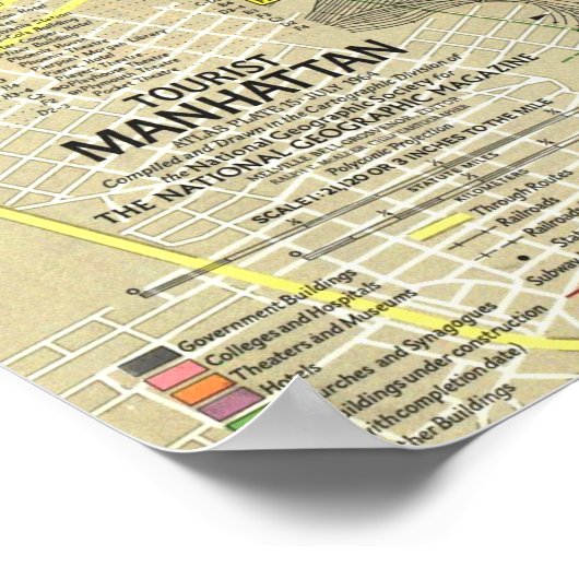 " USA: 1964/heute NYC - Manhattan Reise Karte Poster (Hoek)