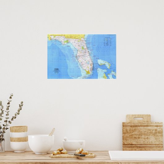" USA: 1973 Florida detailleerde MAP ... Poster (Keuken)