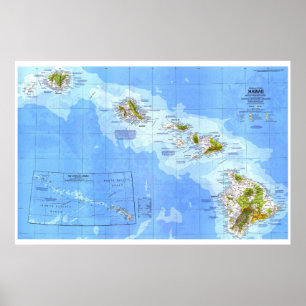 " USA: 1976 Hawaii - gedetailleerd MAP ... Poster