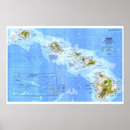 " USA: 1976 Hawaii - gedetailleerd MAP ... Poster (Voorkant)
