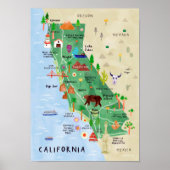 "USA: 2021/heute Kalifornien - Nationalpark Karte Poster (Voorkant)