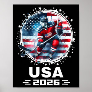 Usa 2026 Hockey Amerikaanse Vlag Vrouwen Mannen Ki Poster