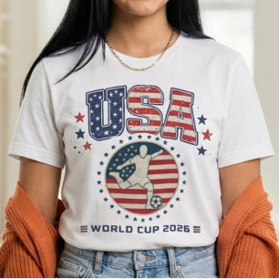 USA 2026 Patriottische Voetbalspeler Ster Badge T-shirt