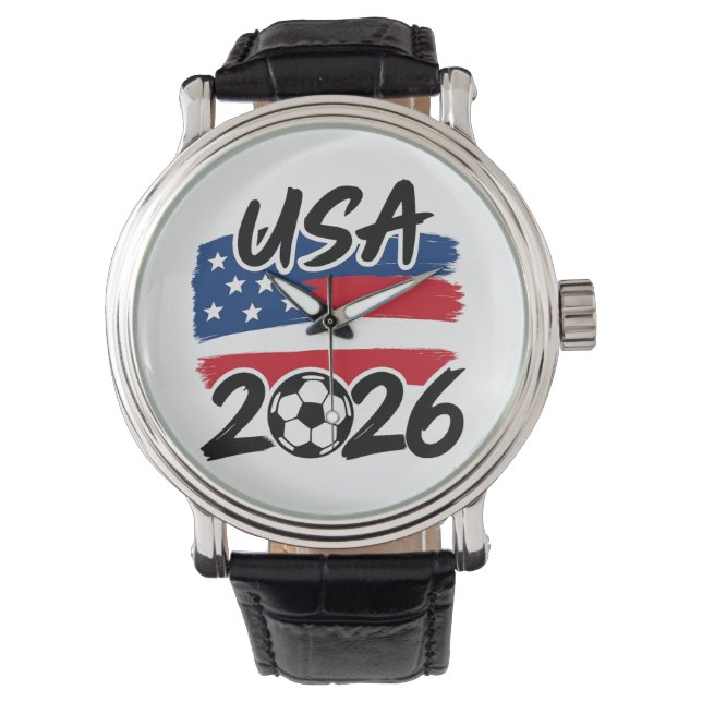 USA 2026 Voetbalontwerp Horloge (Voorkant)