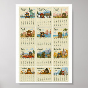 USA 2027 kalender Poster