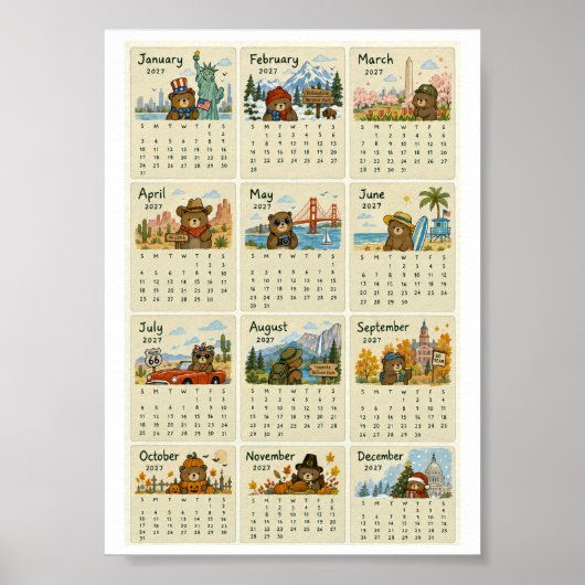 USA 2027 kalender Poster (Voorkant)