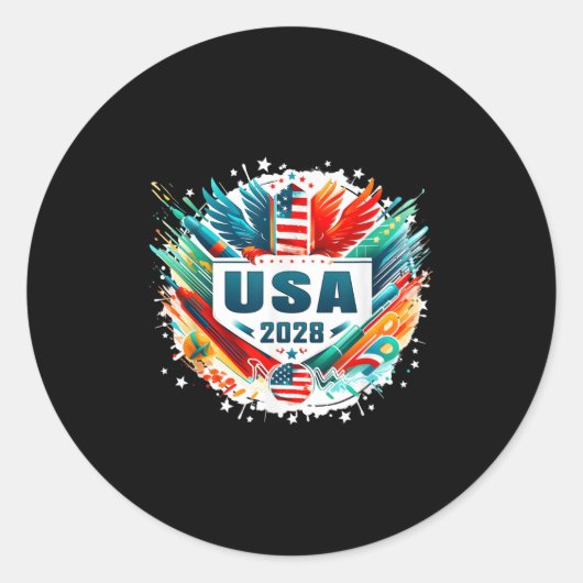 Usa 2028 Go United States Srt Usa Team 2028 Usa  Ronde Sticker (Voorkant)