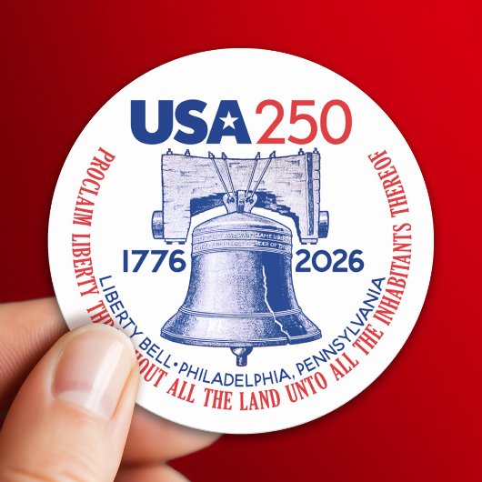 USA 250 - 1776-2026 - Liberty Bell Red White Blue Ronde Sticker
