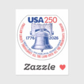USA 250 - 1776-2026 - Liberty Bell Red White Blue Sticker (Vel)