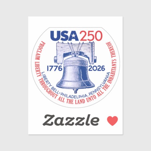 USA 250 - 1776-2026 - Liberty Bell Red White Blue Sticker (Vel)