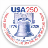 USA 250 - 1776-2026 - Liberty Bell Red White Blue Sticker (Voorkant)