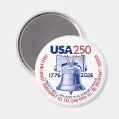 USA 250 - 1776-2026 - Liberty Bell Rood Wit Blauw Magneet (Voorkant / Achterkant)
