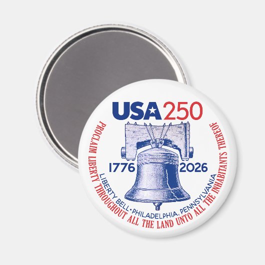 USA 250 - 1776-2026 - Liberty Bell Rood Wit Blauw Magneet (Voorkant / Achterkant)