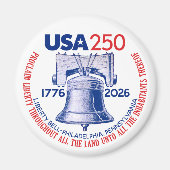 USA 250 - 1776-2026 - Liberty Bell Rood Wit Blauw Magneet (Voorkant)