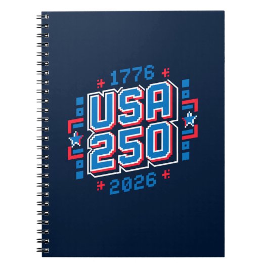 USA 250 – 1776 tot 2026 Pixel Art Notitieboek (Voorkant)