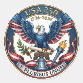 USA 250 Adelaar Ronde Sticker (Voorkant)