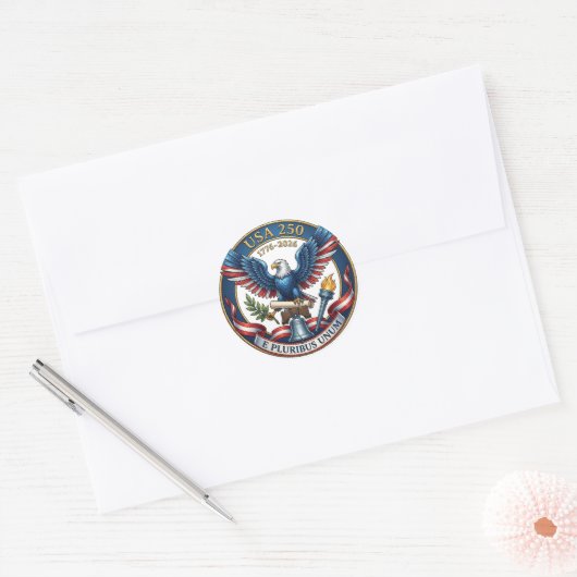 USA 250 Adelaar Ronde Sticker (Envelop)