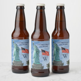 USA 250 American Flag Statue of Liberty Monogram  Bier Etiket