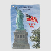 USA 250 American Flag Statue of Liberty Monogram Golfhanddoek (Voorkant)