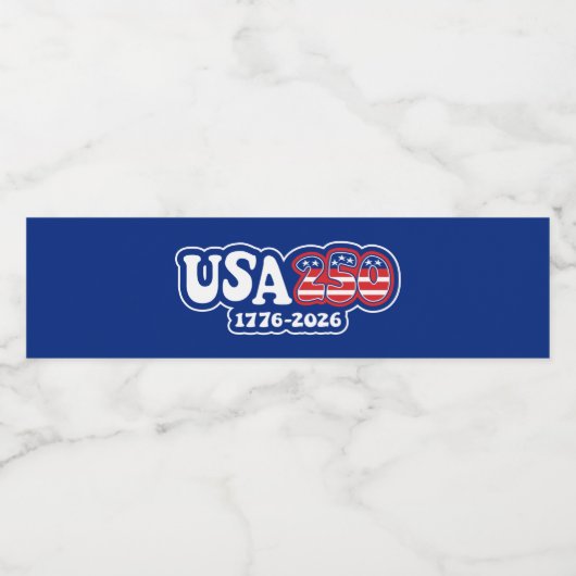 USA 250 - America's 250th Birthday Red White Blue Waterfles Etiket (Enkel label)