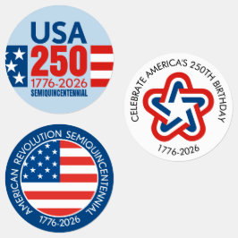 USA 250 - America's 250th Birthday - Stars Stripes Labels