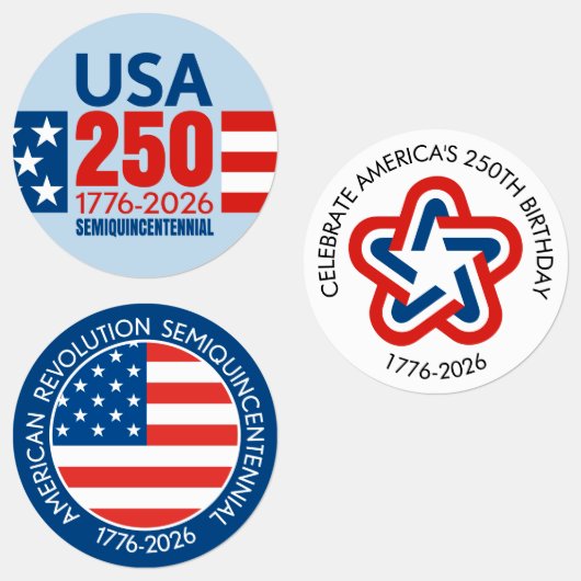 USA 250 - America's 250th Birthday - Stars Stripes Labels (Groep)