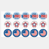 USA 250 - America's 250th Birthday - Stars Stripes Labels (Vel)