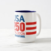 USA 250 - America's 250th Birthday - Stars Stripes Tweekleurige Koffiemok (Voorkant rechts)