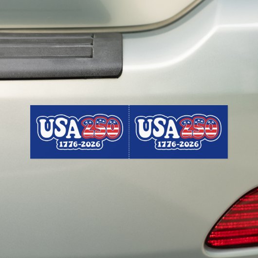 USA 250 - America's 250th Red White Blue - 2 on a Bumpersticker (Op auto)