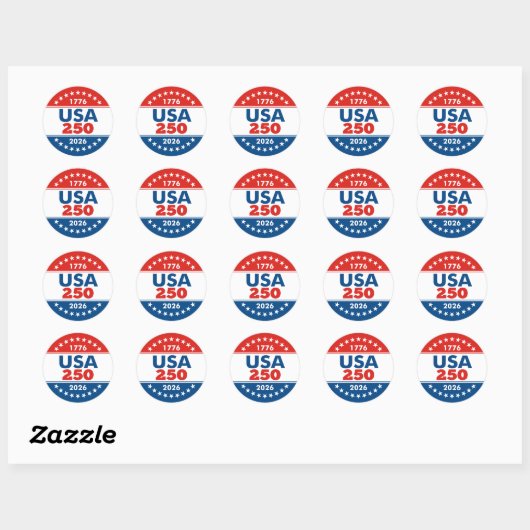 USA 250 - America's Birthday Classic - 1776-2026 Ronde Sticker (Vel)