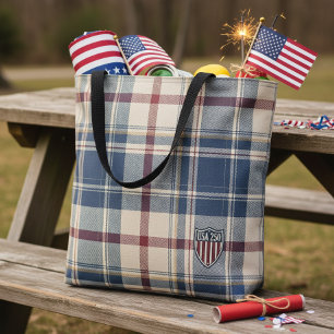 USA 250 Amerikaanse geruite schild motief ID1301 Tote Bag
