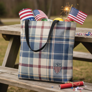 USA 250 Amerikaanse geruite schild motief ID1301 Tote Bag