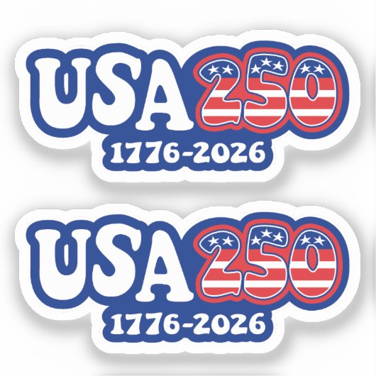 USA 250 - Amerika's 250ste verjaardag Rood Wit Bla Sticker (Voorkant)
