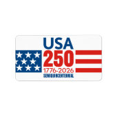 USA 250 - Amerika's 250ste verjaardag - Stars Stri Etiket (Voorkant)