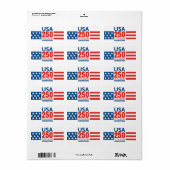 USA 250 - Amerika's 250ste verjaardag - Stars Stri Etiket (Full Sheet)