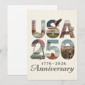 USA 250 Anniversary Patriotic American History Feestdagenkaart (Voorkant / Achterkant)