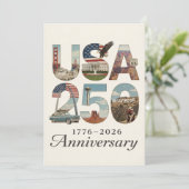USA 250 Anniversary Patriotic American History Feestdagenkaart (Staand voorkant)