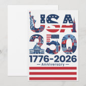 USA 250 Anniversary Patriotic American History Feestdagenkaart (Voorkant / Achterkant)