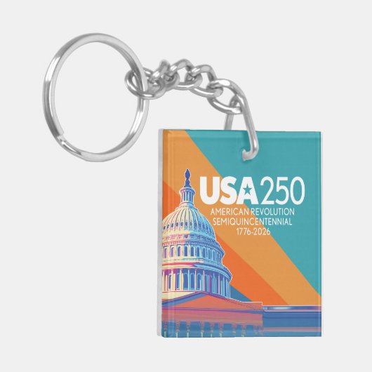 USA 250 Birthday Capital - America Celebration Sleutelhanger (Voorkant Links)