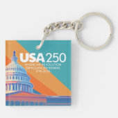 USA 250 Birthday Capital - America Celebration Sleutelhanger (Achterkant)