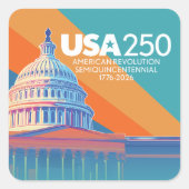 USA 250 Birthday Capital - America Celebration Vierkante Sticker (Voorkant)