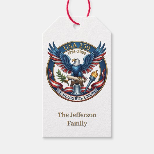 USA 250 Eagle personalized Cadeaulabel (Voorkant)