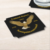 USA 250 Elegant Black Paper Coasters Kartonnen Onderzetters (Gekanteld)