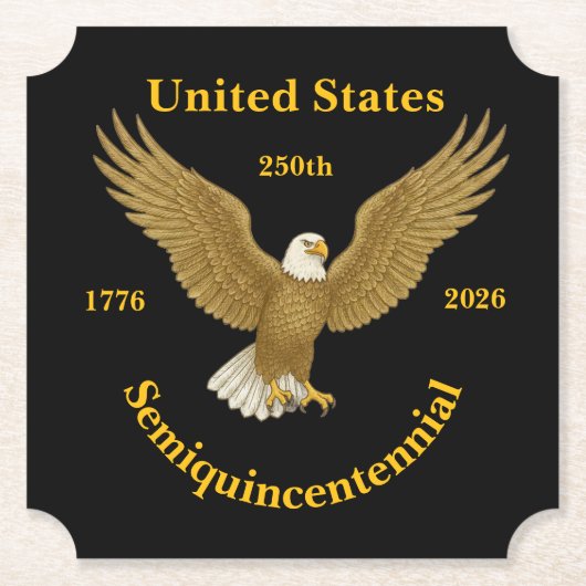 USA 250 Elegant Black Paper Coasters Kartonnen Onderzetters (Voorkant)