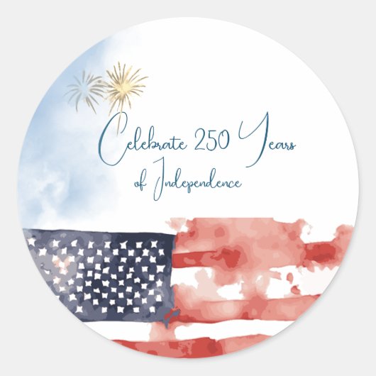 USA 250 Independence Watercolor Vlag Sticker (Voorkant)
