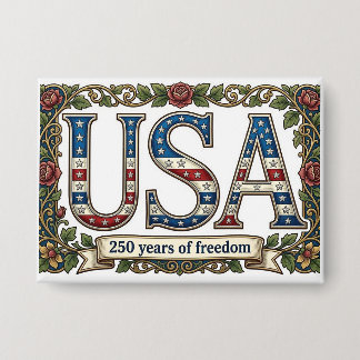 USA 250 jaar jubileum zilveren bloemen souvenir Button