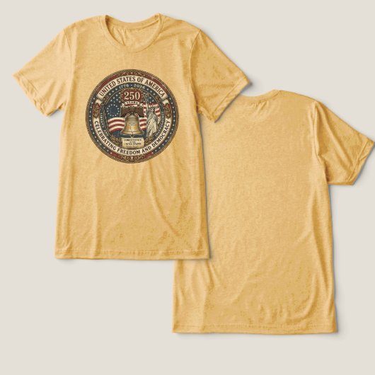USA 250 jaar vrijheid ontwerp Tri-Blend Shirt (Ontwerp Voorkant & Achterkant)
