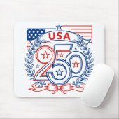 USA 250 Patriotic Anniversary Emblem Design Muismat (Met muis)