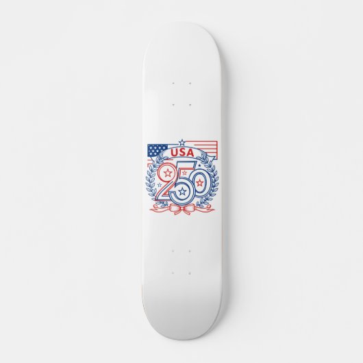 USA 250 Patriotic Anniversary Emblem Design Persoonlijk Skateboard (Voorkant)